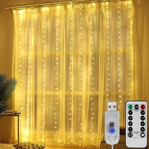 Struny 3M LED Fairy Lights Garland String do zasłon USB Festoon Remote Year Lampa Świąteczna dekoracja do domu