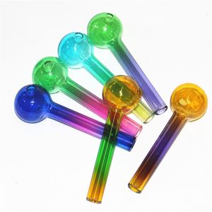 4 inch Colorful Pyrex Glass Pipe Hand Smoking Oil Burning Burner Handmade Water Tube Tobacco Dry Herb Tool Smoke Accessories ash catcher