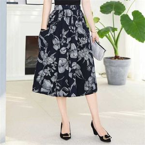 Floral Print Wide Leg Pants Women Summer Boho Loose Calf-Length Trousers Korean High Waist 211115