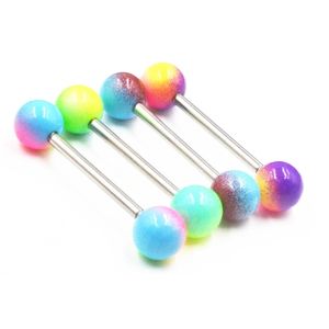 50 adet Vücut Takı Piercing Dil Yüzük Barbells Meme Bar 14g ~ 16mm x 16mm x 6mm mix güzel renkler