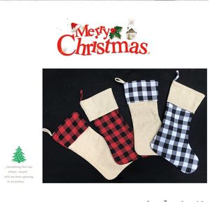 5スタイルの昇華チェック柄のストッキングクリスマスの靴下サンタクロースアップルバッグ祭りのパーティー用品友人のための空白のDIYギフト