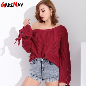 Sweter dziewiarski Kobiety Pull Femme Loose Jumper Swetry i Sweter Kobiet Jesień Knit Casual Manche Longue Topy Garemay 210428