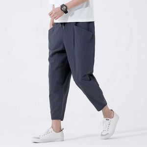Men Joggers Summer Pants Black Elastic Waist Clothing Thin Breathable Sport Solid Basic Trouser for X0723