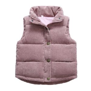 Herbst Jungen Mädchen Hochwertige Cord Weste Winter Warm Verdicken Weste Oberbekleidung Kinder Jacken Teenager Kinder Baumwolle Kleidung 211203