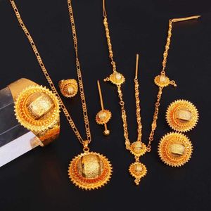 Etiopiska guldfärg Smycken Satser Kvinnor Habesha Style Trendy African Bridal Bröllop Jewlry H1022