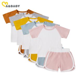 0-24M Summer Knitted Toddler Infant Baby Girl Clothes Set Short Sleeve T shirt Shorts Casual Outfits Tracksuit Costumes 210515