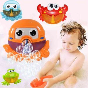 Bubbla maskin krabbor groda musik barn bad leksak badkar tvål automatisk tillverkare baby badrum för barn julklapp 210712