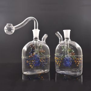 Mini Glass Oljebrännare Bong Hookah Vattenrör Inline Matris Perc Tjock Pyrex Heady Recycler DAB Rig för rökning med glasoljebrännare