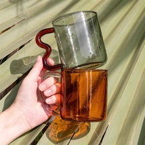 High-grade Creative Personalized Glass Ear Mark Cup Lead-free Resistant Handmade Mugs Heat Milk Wine Beer Cups Couples Gift 210804