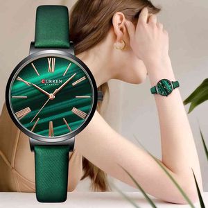 CURREN Watch Women Fashion Watches Ladies Creative Leather Women's Bracelet Female Waterproof Girl Clock Relogio Feminino 210517