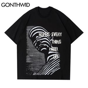 Tshirt Streetwear listras criativas punk rock gótico camisa camisa casual hipster helajuku hip hop hop solto homens t-shirts tops 210602