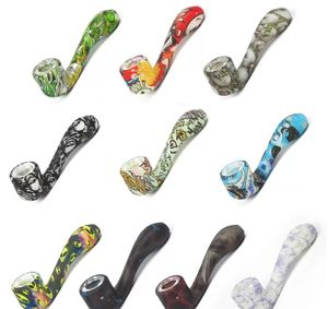 2022 NEW 4.6'' smoking Pipes alien skull silicone glass pipe dab rig accessories tobacco bong glow in the dark
