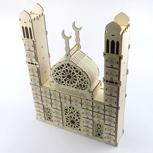 Ramadan Countdown Calendar DIY Wooden Eid Mubarak Ornament Drawer Party Decor 210408