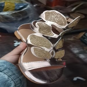 2021 Designer Sandali da donna Moda Pantofola piatta Fondo estivo Farfalla con strass Scarpe casual da esterno Infradito da spiaggia 35-43 W55