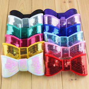 Partihandel 100st / parti 4.5 tums stora sequin bows flickor högkvalitativ broderierad jul bowknot för hår tillbehör HDJ09 x0722