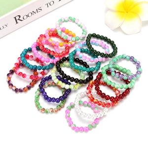 8mm colored glass bracelets imitation agate women wear stretch bracelet advertising promotion small gifts random mix color