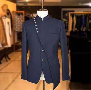 Arrival 2 Pieces Men's Suit Mandarin Lapel Groom Tuxedos Mens Wedding Dress Man Jacket Blazer Prom Dinner Suits Tailcoat & Blazers