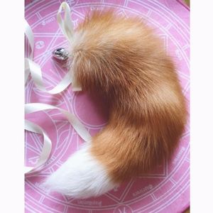 Wholesale sex toy tails for women for sale - Group buy Anal Plug With Big Real Tails Metal Butt Couple Sex Toys For Women Man Erotic Cosplay Very Fluffy Ribbon Bow