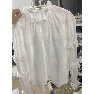 Grande vente printemps et été mode coréenne décontracté lâche T-shirts rétro confortable coton dentelle col montant T-Shirts 210615