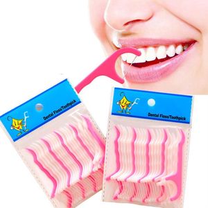 25st / set Toothpick Oral Care Ultra-Fine Dental Floss Stick Family Pack Tunn Flat Wire Line Oberoende Portabel Förpackning,