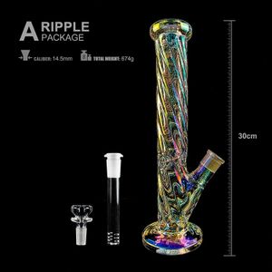 Glass Bong Shisha Hookah Smoking Water Pipe 11.42 inch Colorful Plating Spiral Filter Beaker Bubbler W/ ICE Catcher Unique Bongs Hookahs Pipes