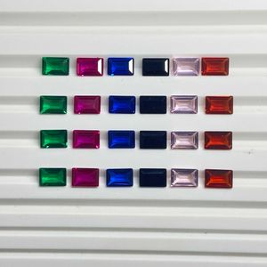 Meisidian 5A Quality 6 Color 6X4mm Green Red Blue Rainbow Lab Sapphire Baguette Loose Gemstone H1015