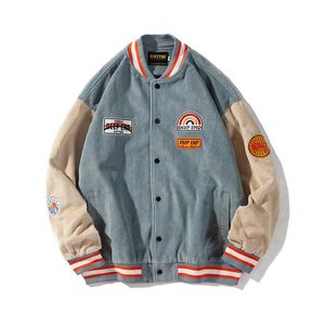 Männer Jacken 2021 Harajuku Vintage Cord Patchwork Baseball Mantel Frühling Herbst Mäntel Für Männliche