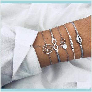 Gioielli con ciondoliBracciali con ciondoliBohemian Summer Beach Wave Bracciale con perline di perline Donna Argento Colore Catena regolabile fatta a mano per le donne Aessorie