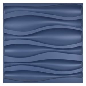 Art3d 50x50cm 3D Plastic Wall Panels Stickers Soundproof Wave Design Navy Blue for Living Room Bedroom TV Background (Pack of 12 Tiles 32 Sq Ft)