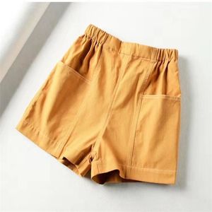 Ankunft Sommer Koreanischen Stil Frauen Lose Beiläufige Elastische Taille Breite Bein Hosen Alle-abgestimmt Baumwolle Knie Länge W255 210512
