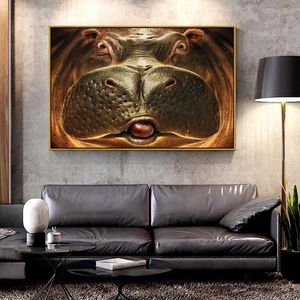 Wholesale but not the hippopotamus resale online - Paintings Artcozy Animal Hippopotamus Oil Canvas Painting For Home Decoration Wall Art Printings Spray Waterproof Ink