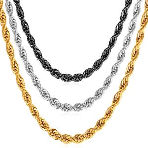 3mm 6mm 9mm Chain Colar 18K Amarelo Banhado Aço Inoxidável de Aço Inoxidável Alta Qualidade Preto Gun Pated Hip Hop Jóias para Homens Fashion Party