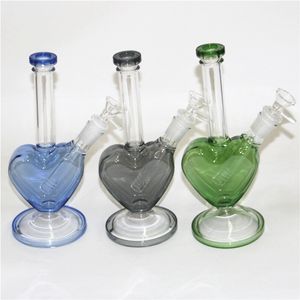 Pipa ad acqua in vetro Bong Narghilè a forma di cuore con labbra colorate 14mm Joint Bong Oil Rigs che fumano ciotole di erbe secche