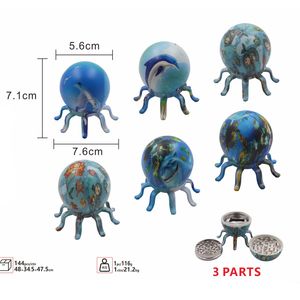 metal herb grinder 55MM octopus shaped three-layers transfer printing cartoon pattern plastic & zinc alloy grinders