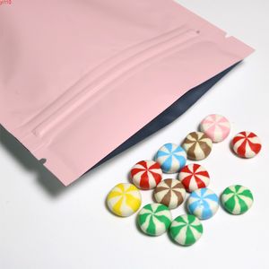 Eco-friendly fosco cor-de-rosa sacos de alumínio folha de alumínio mylar zip bloqueio bolsas de alimento cheiro embalagem de alimentos w / rasgar notchgoods