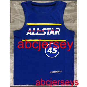 45# MITCHELL 2021 maglia da basket blu all star Ricamo XS-5XL 6XL