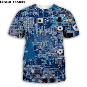 Plstar Cosmos電子チップヒップホップTシャツ男性/女性3DマシンプリントTシャツ夏半袖ティートップ原宿パンクスタイル210716