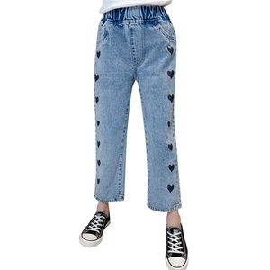 Mädchen Jeans Herz Muster Mädchen Frühling Herbst Kinder Casual Stil Kleidung 6 8 10 12 14 210527