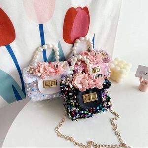 Mini-Handtaschen für Kinder, niedliche Mädchen-Prinzessin, Umhängetasche, kleines Mädchen, kleine Münztasche, Kinder-Party, Perlen-Geldbörse