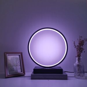 Modern LED Tabell Lampor Aluminium Ring Svart Vit Sovrum Bedside Reading Light Minimalistisk Vardagsrum Inredning Desk Lampa