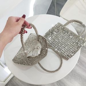 Evening Bags Retro Metal Women's Bag Handmade Beaded Luxury Designer Handbag Shiny 2021 Brand High Quality Shopper Z229
