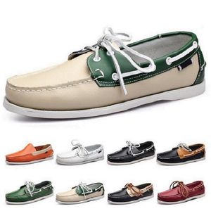 style279 tMens running shoe leather British black white brown green yellow red fashion outdoor comfortable breathable sports shoes