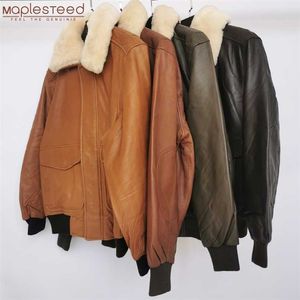 Распродажа!!! 100% овчины мягкие мужские кожаные куртки стеганые полевые куртки мужские кожные пальто воротника съемный ранняя зима M176 211008