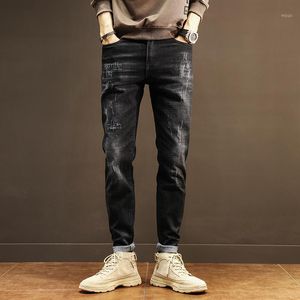 Jeans masculinos diariamente desgaste estilo clássico homens denim lápis calças outono terno negócio casual slim calças reta roupas masculinas