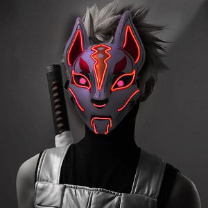 2021 Halloween Led Glowing Cold Light Glow Fox Cosplay Party Scary Mask Masquerade Cos Accessories Toys For Adult