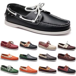 Män Casual Skor Loafers Tyg Leather Sneakers Bottom Low Cut Classic Black Dress Shoe Mens Trainer