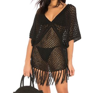 Crochet Knitted Beach Cover up dress Tunic for Pareos Bikini Swim cover Sarong Bathing suit s #Q514 210420
