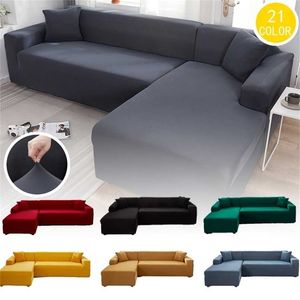 Stretch Rogu Segmentowa sofa Pokrywa Chaise Longue Krzesło 2 3 Seat L Kształt Pokrywy do ochrony kanapy Elastyczna Elastyczna 211116