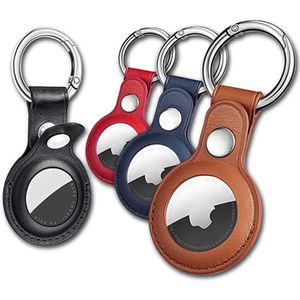 Leather Keychain for Apple Airtags Case Protective Cover Bumper Shell Tracker Accessories Anti-scratch Air Tag Key Ring Holder with retail package
