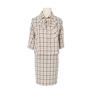 Kobiety Skręć Kołnierz Dwa Kawałki Zestaw Koszula z krótkim rękawem Mini Spódnica Khaki Plaid Bow T0190 210514